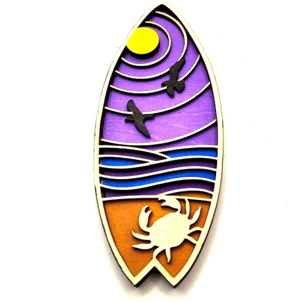 3D Laser cut multi-layered Surfboard magnet